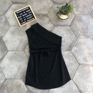 Re:named Black Tie One Shoulder Mini Dress